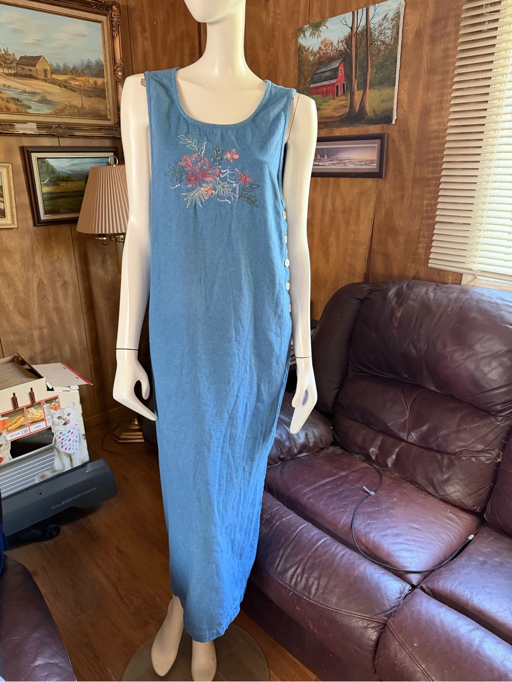 Vintage Boho Cottagecore Floral Embroidered Dress